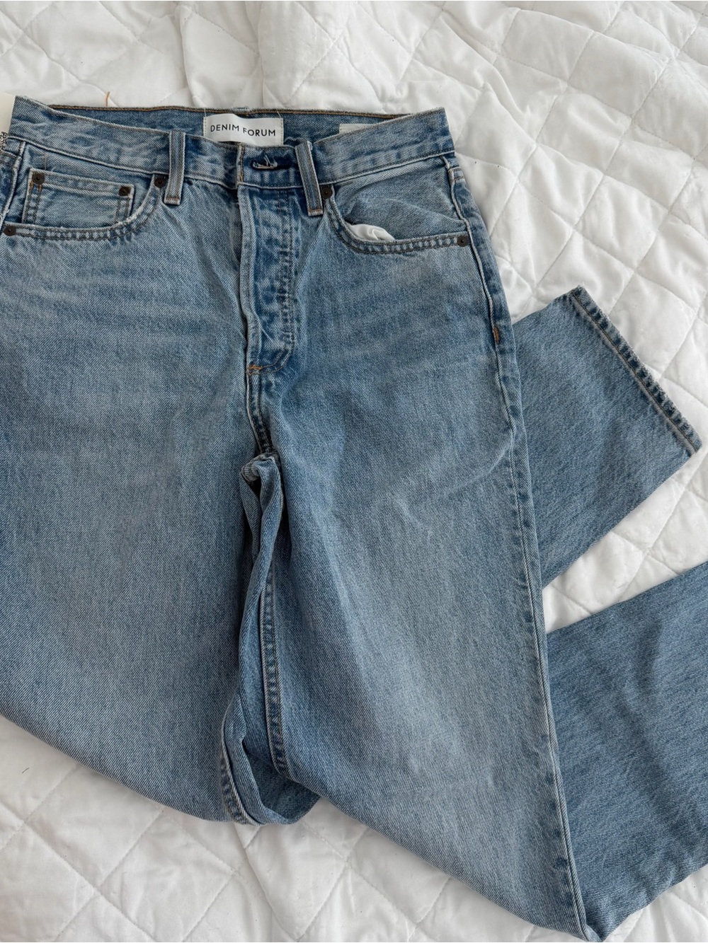 Denim Forum Light Blue High-Rise Straight Jeans